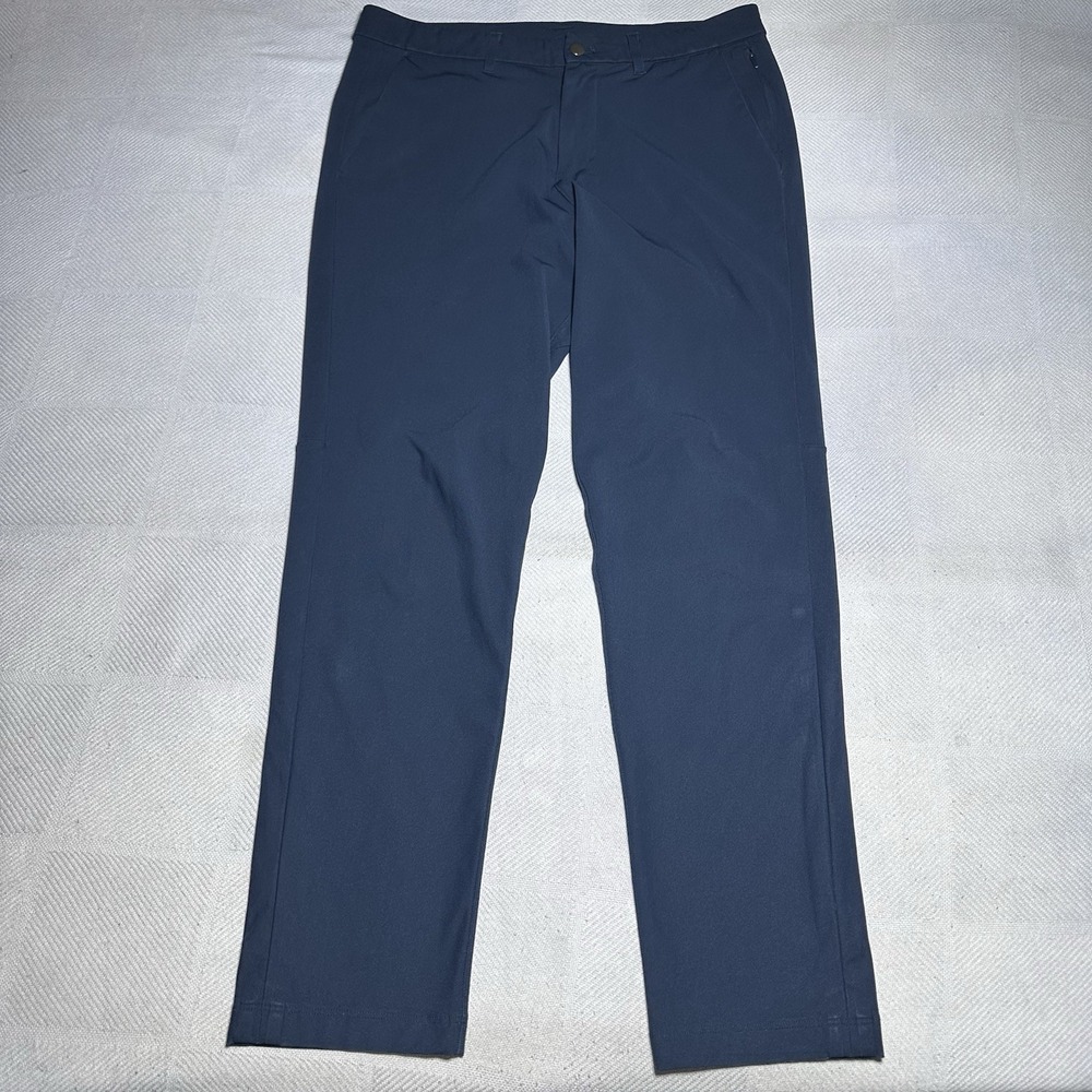 Lululemon Commission Pants Mens‎ 33x30 Warpstreme Stretch Slim Chino Navy Teal
